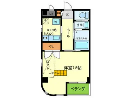 アムール親王塚(1K/2階)の間取り写真