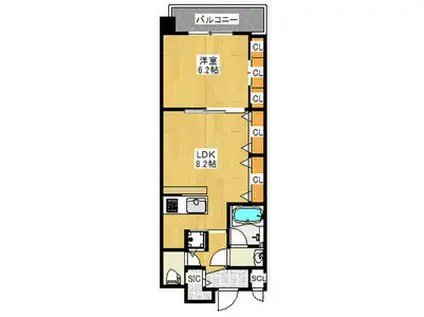 ブランTAT西宮江上町(1LDK/2階)の間取り写真