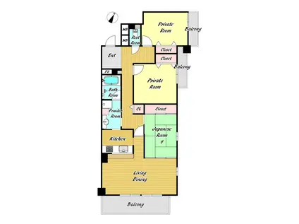 ロイヤル苦楽園(3LDK/4階)の間取り写真