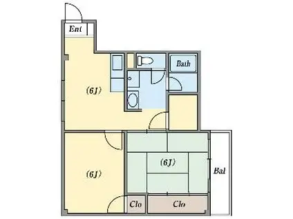 ヴィラコート深江(2DK/3階)の間取り写真