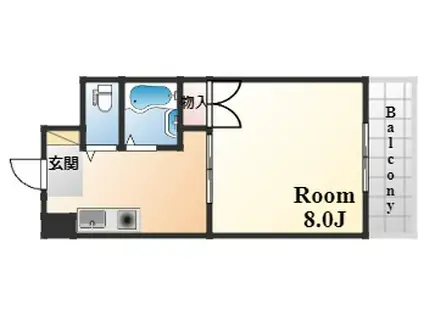 コリーヌ六甲(1K/1階)の間取り写真