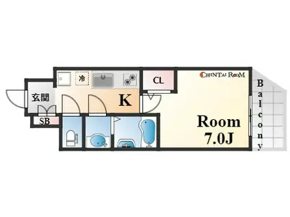 セオリー神戸ラメール(1K/2階)の間取り写真