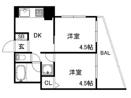 北野コーポラス(2DK/3階)の間取り写真