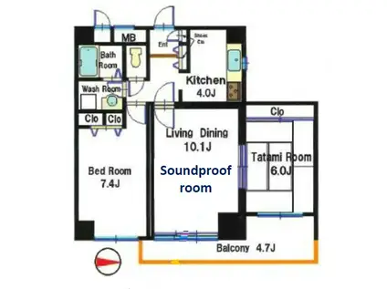 パークハイム芦屋翠ヶ丘(2LDK/1階)の間取り写真