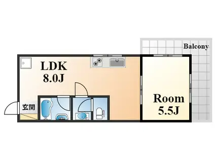 マルタカマンション(1DK/3階)の間取り写真