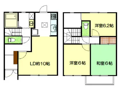 神戸高速鉄道東西線 花隈駅 徒歩6分 2階建 築31年(3LDK)の間取り写真