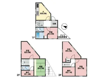 阪神電鉄本線 住吉駅(阪神) 徒歩4分 3階建 築30年(5DK)の間取り写真