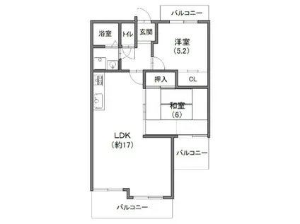 フォーラムノリタケ(2LDK/2階)の間取り写真