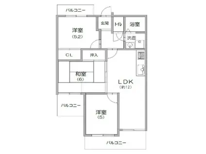 フォーラムノリタケ(3LDK/2階)の間取り写真