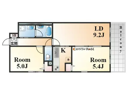 サンビルダープラス友田町ステーションフロント(2LDK/6階)の間取り写真