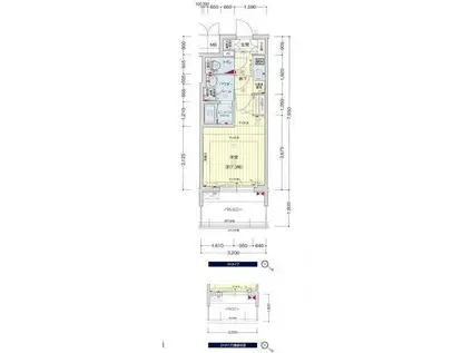 プレサンスKOBEアモーレ(1K/8階)の間取り写真