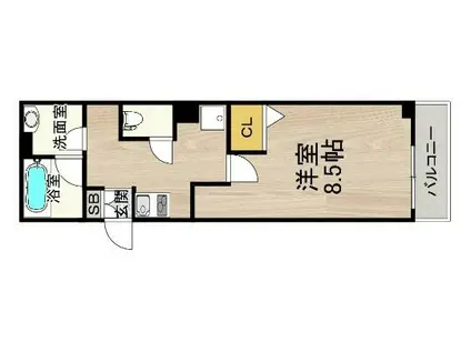 CITYSPIRE神戸元町(1K/8階)の間取り写真