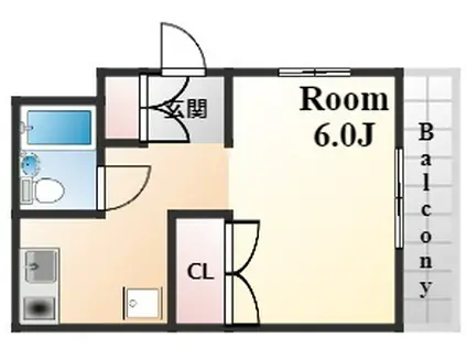 ドムールコスモス甲南町(1K/3階)の間取り写真