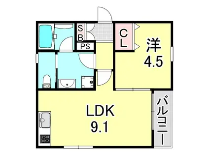 CANALE御崎公園(1LDK/2階)の間取り写真
