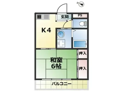 ERメゾンくすのき(1DK/3階)の間取り写真