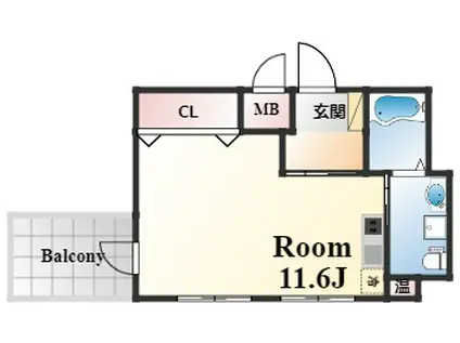 アドバンス三宮Ⅳルシール(ワンルーム/6階)の間取り写真