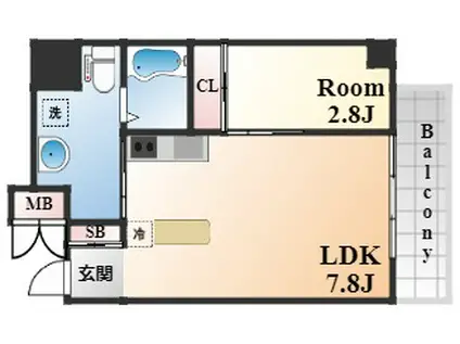 シティフラット六甲道2(1LDK/4階)の間取り写真