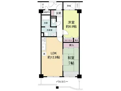 KDXレジデンス夙川ヒルズ(2LDK/1階)の間取り写真
