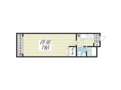 深江18(1K/1階)の間取り写真