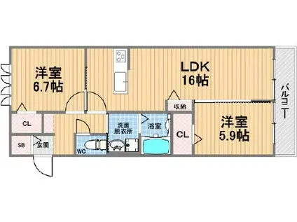 WELL HAPPY(2LDK/1階)の間取り写真