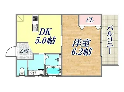 サンシャイン東雲(1DK/2階)の間取り写真