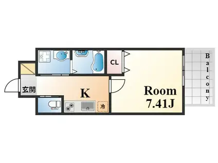 リブネスコート神戸深江(1K/2階)の間取り写真