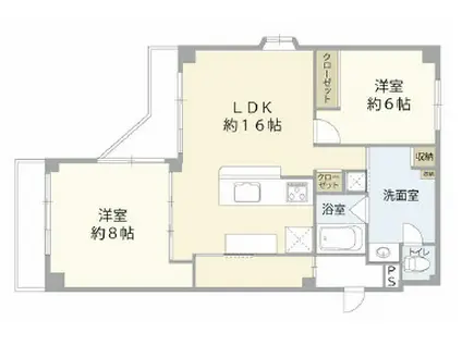 レック六甲マンション(2LDK/3階)の間取り写真