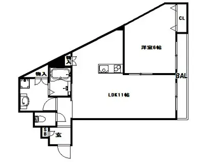 グランメール春日野道(1LDK/3階)の間取り写真