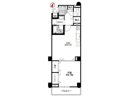 ルネ六甲八幡町(1LDK/2階)の間取り写真