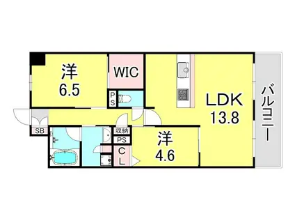 ソフィット岬(2LDK/5階)の間取り写真