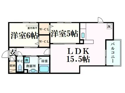ピケルーナ西宮北口(2LDK/3階)の間取り写真
