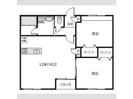 グリーンフォレスト西宮6(2LDK/2階)の間取り写真