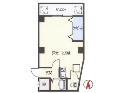 ギャラリーコート王子公園(ワンルーム/2階)の間取り写真