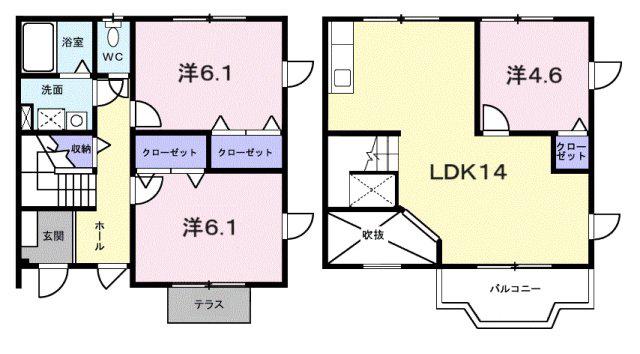 ハイツ松田(3LDK/1階)の間取り写真