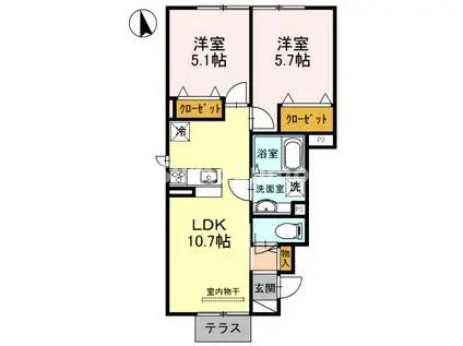 チェリーハウス2(2LDK/1階)の間取り写真