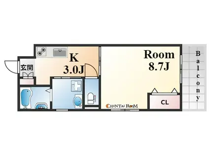リヴェールハウス(1K/2階)の間取り写真