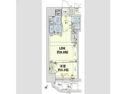 スワンズシティ神戸湊川(1LDK/2階)の間取り写真