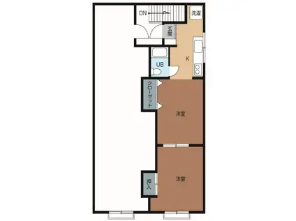 武本ハイツ(1LDK/2階)の間取り写真