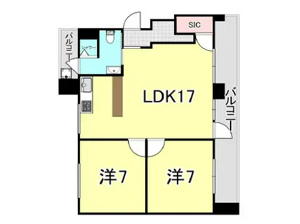 山御影マンション(2LDK/5階)の間取り写真