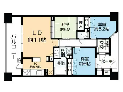 ザ・本山プレミアム(3LDK/7階)の間取り写真