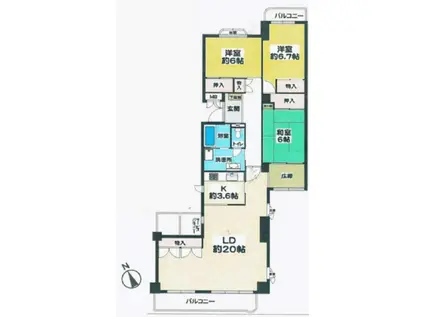 芦屋緑1(3LDK/5階)の間取り写真