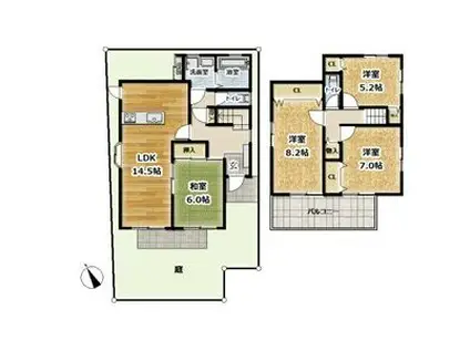阪急電鉄神戸線 御影駅(阪急) 徒歩18分 2階建 築26年(4LDK)の間取り写真
