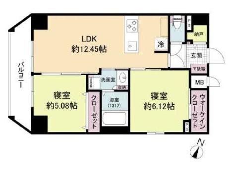 LIVEFLAT六甲桜口(2LDK/7階)の間取り写真