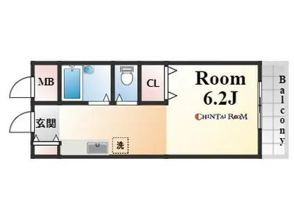 フジグレイス(1K/4階)の間取り写真