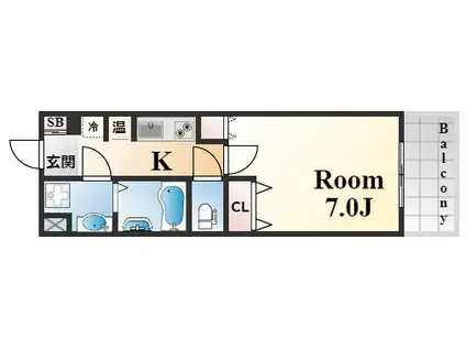 ポコアポコ芦屋(1K/5階)の間取り写真