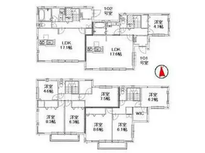 テラス芦屋(4LDK)の間取り写真