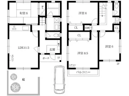 東海道本線 甲南山手駅 徒歩9分 2階建 築26年(4LDK)の間取り写真