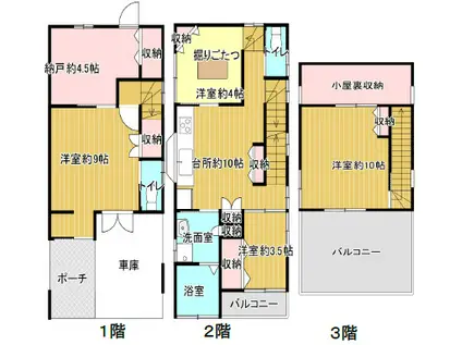 阪急電鉄神戸線 春日野道駅(阪急) 徒歩4分 3階建 築24年(4SLDK)の間取り写真