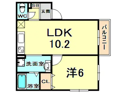 バラード夙川(1LDK/1階)の間取り写真