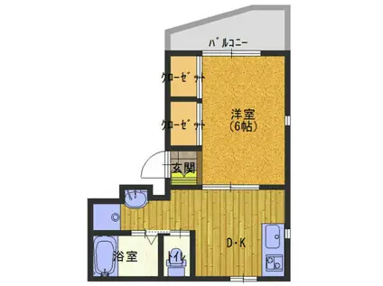 ティーガーデン六甲道(1DK/3階)の間取り写真